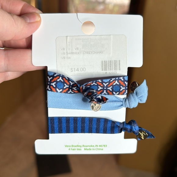 NIP Vera Bradley Shimmery Stretch Hair Tie Set 3 Pc - Picture 3 of 3